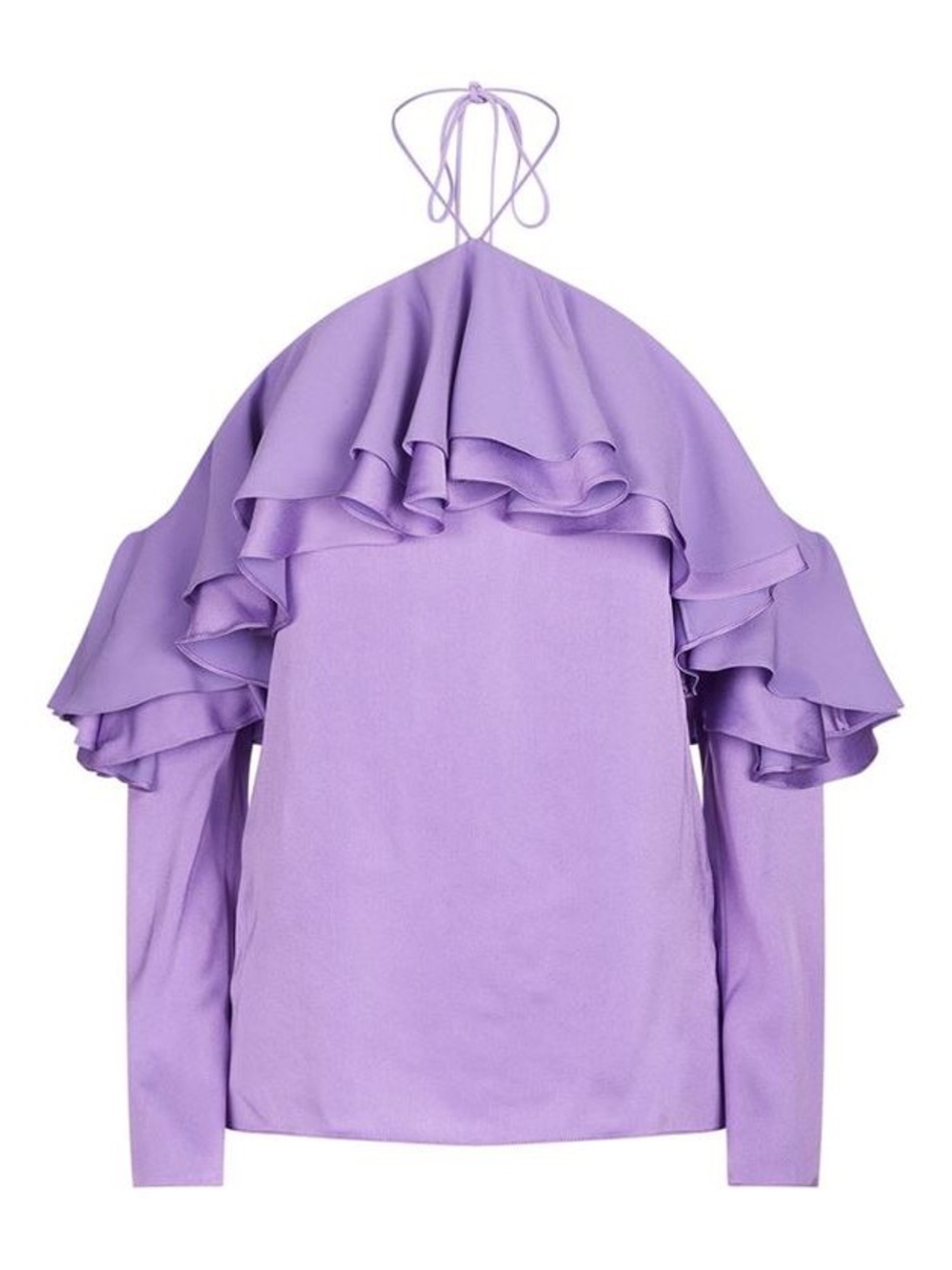 NWT Emilio Pucci Off-the-shoulder Ruffled Satin And Crepe Blouse In Violet